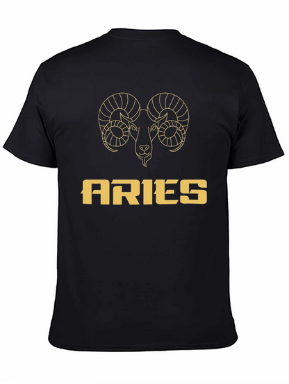 Aries Zodiac Graphic T-Shirt - Black