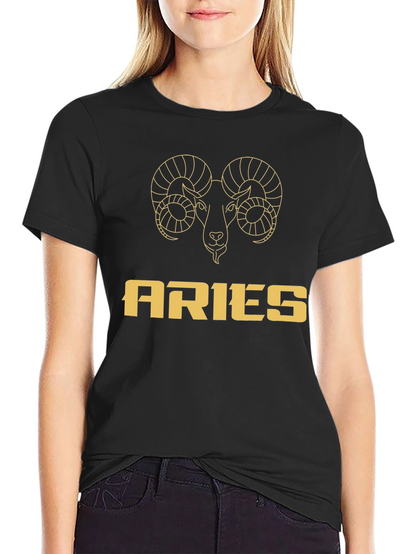 Aries Zodiac Graphic T-Shirt - Black