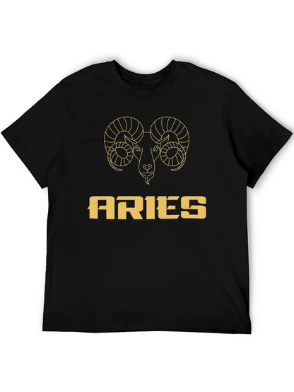 Aries Zodiac Graphic T-Shirt - Black