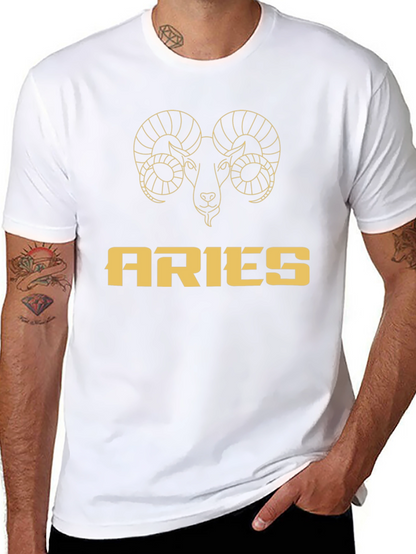 Aries Zodiac Graphic T-Shirt - Black