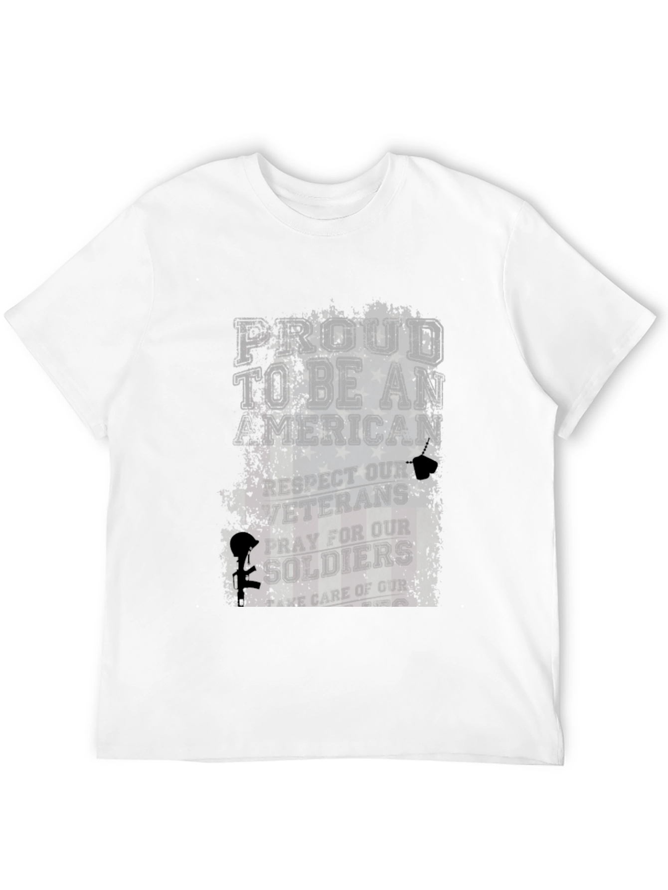 Proud American T-Shirt: Respect Veterans Pray for Soldiers