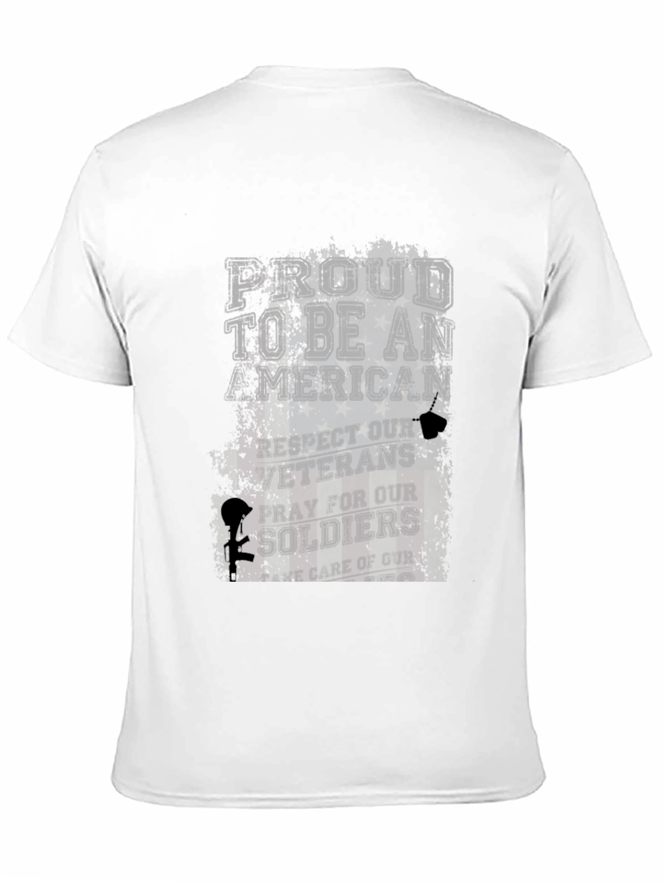 Proud American T-Shirt: Respect Veterans Pray for Soldiers