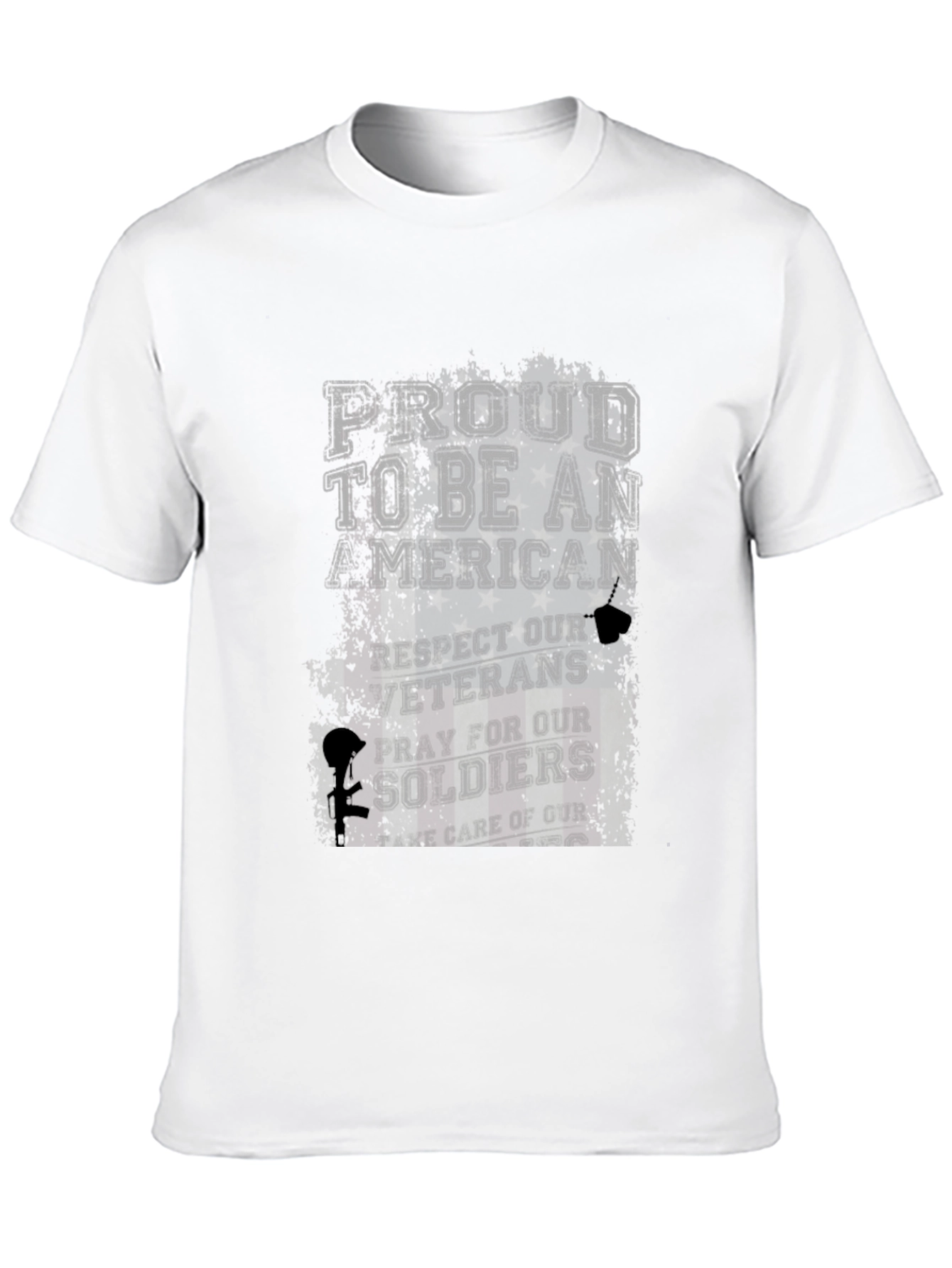 Proud American T-Shirt: Respect Veterans Pray for Soldiers