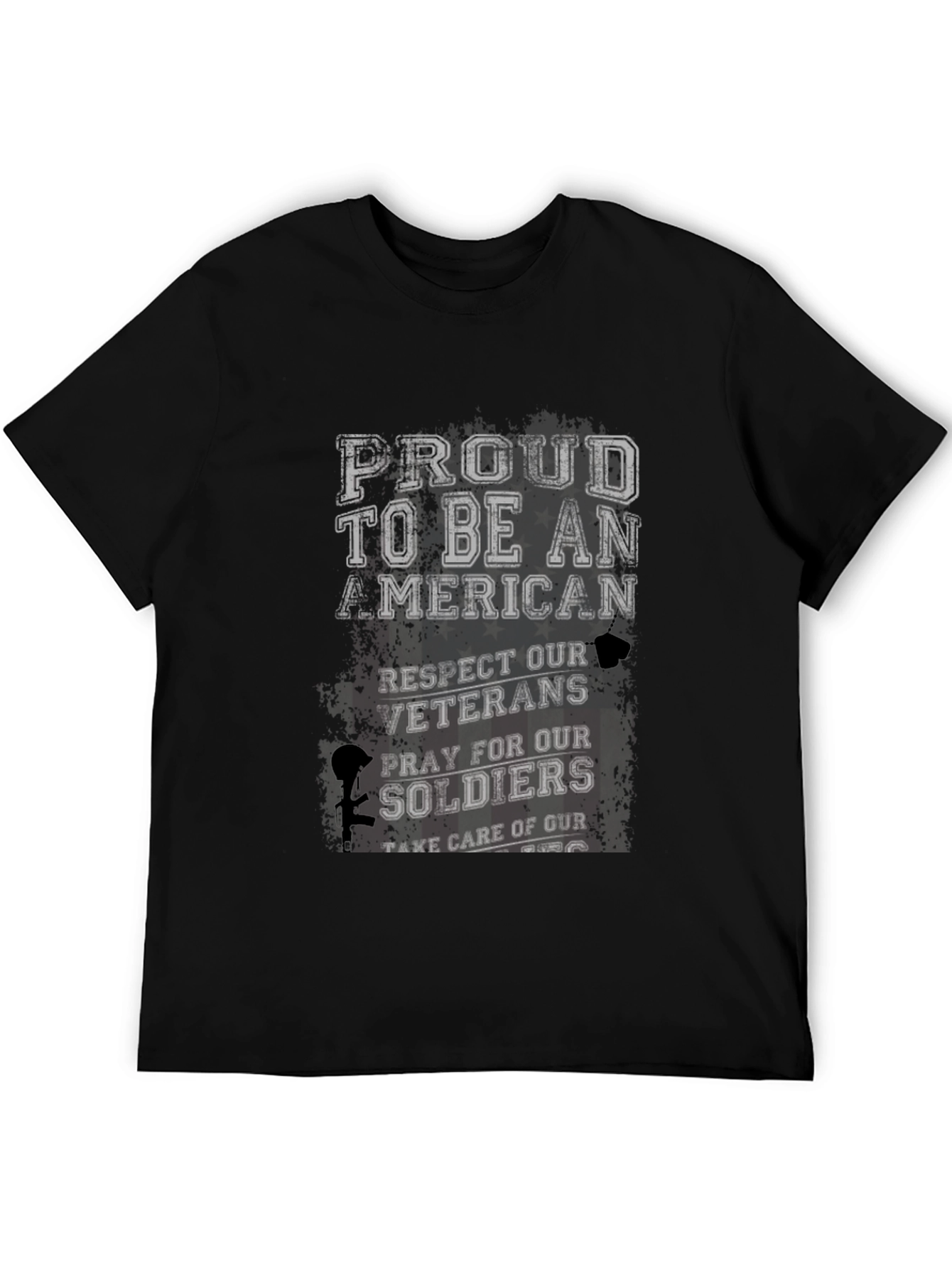 Proud American T-Shirt: Respect Veterans Pray for Soldiers
