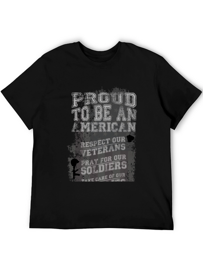 Proud American T-Shirt: Respect Veterans Pray for Soldiers