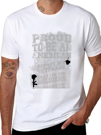 Proud American T-Shirt: Respect Veterans Pray for Soldiers