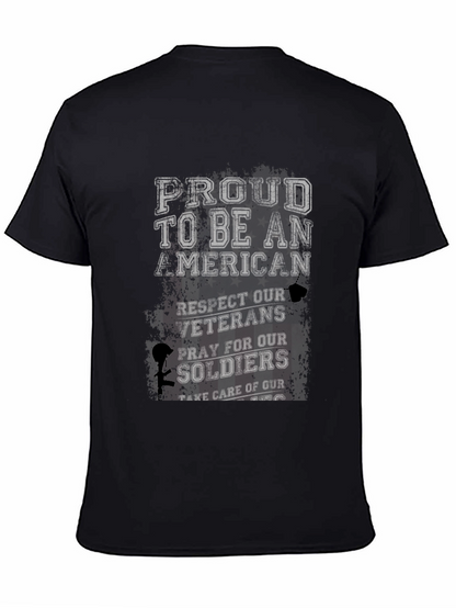 Proud American T-Shirt: Respect Veterans Pray for Soldiers