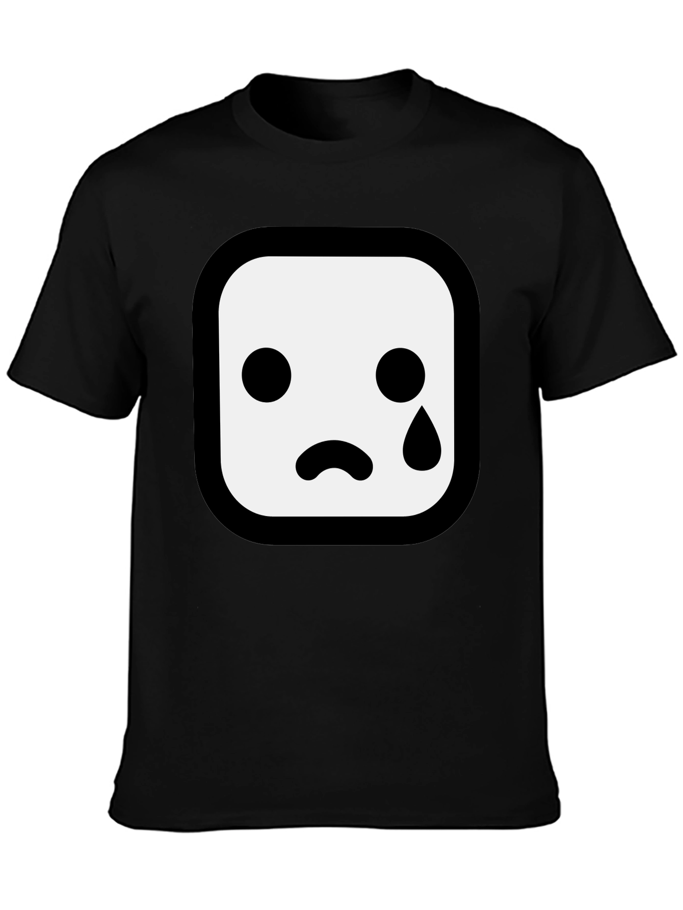 Sad Emoji Graphic Black T-Shirt