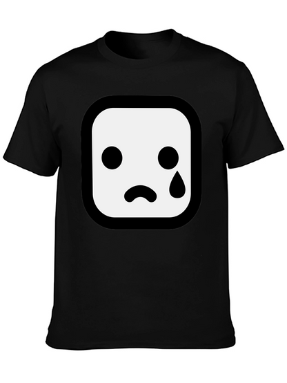 Sad Emoji Graphic Black T-Shirt