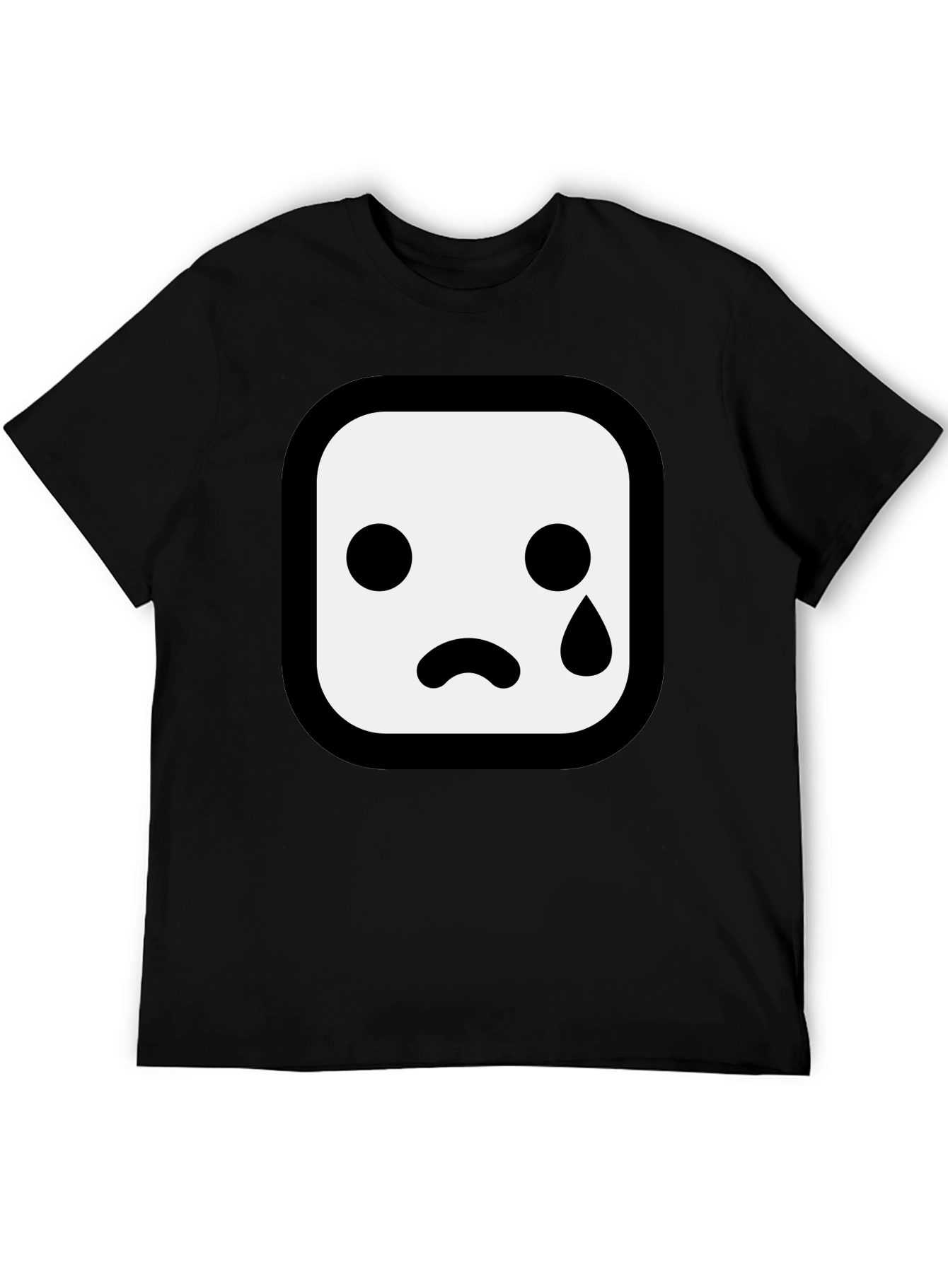 Sad Emoji Graphic Black T-Shirt