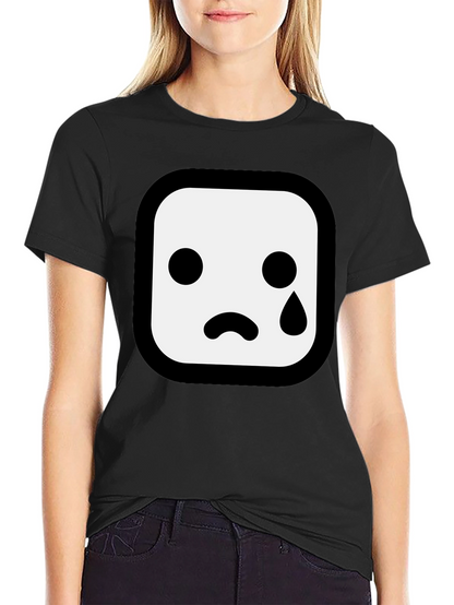 Sad Emoji Graphic Black T-Shirt