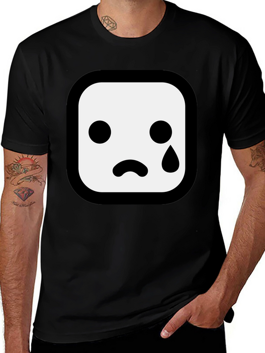 Sad Emoji Graphic Black T-Shirt