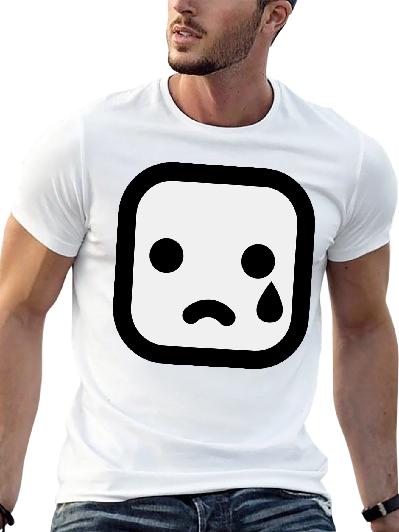 Sad Emoji Graphic Black T-Shirt