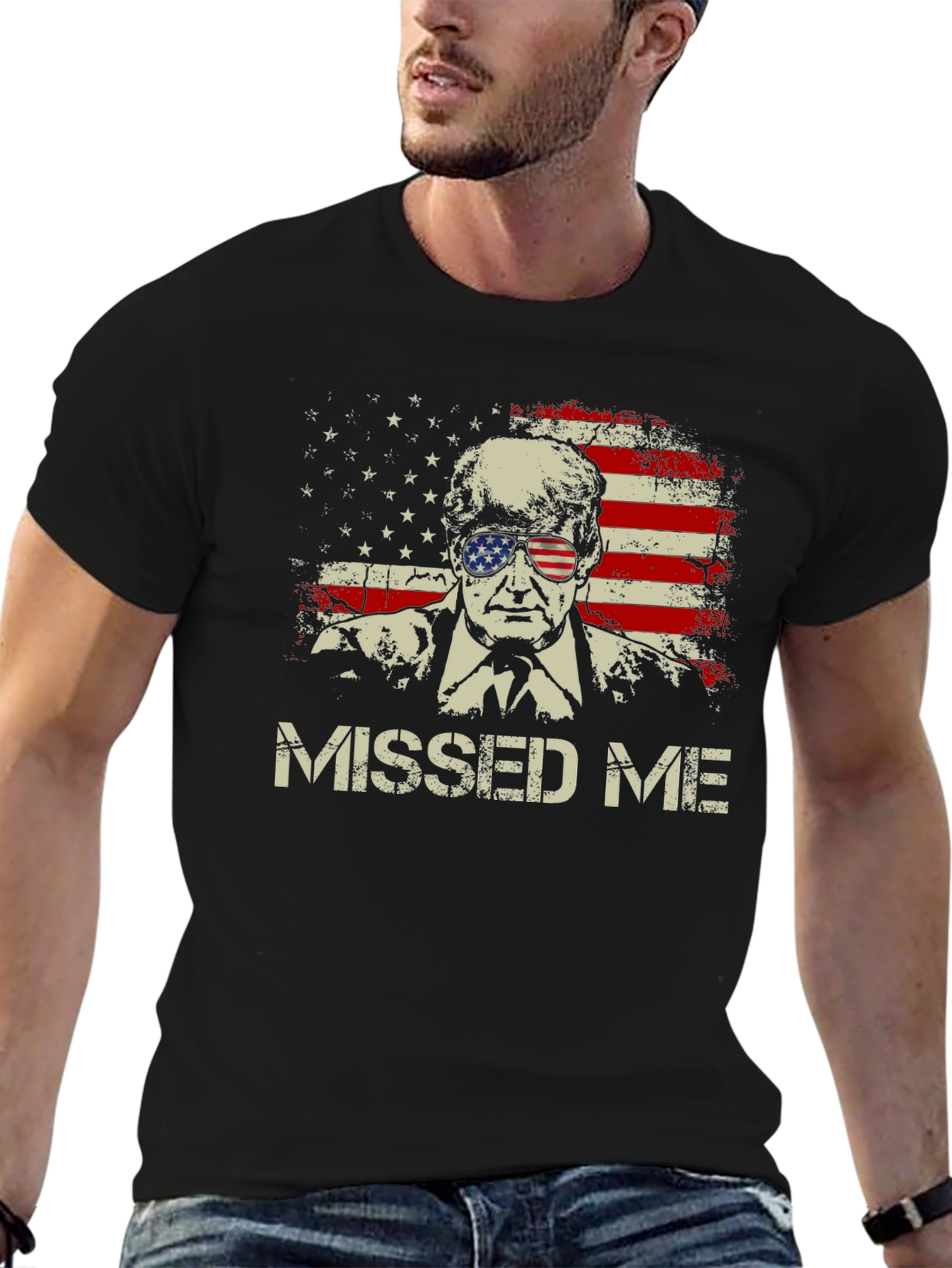 Missed Me Trump USA Flag T-Shirt