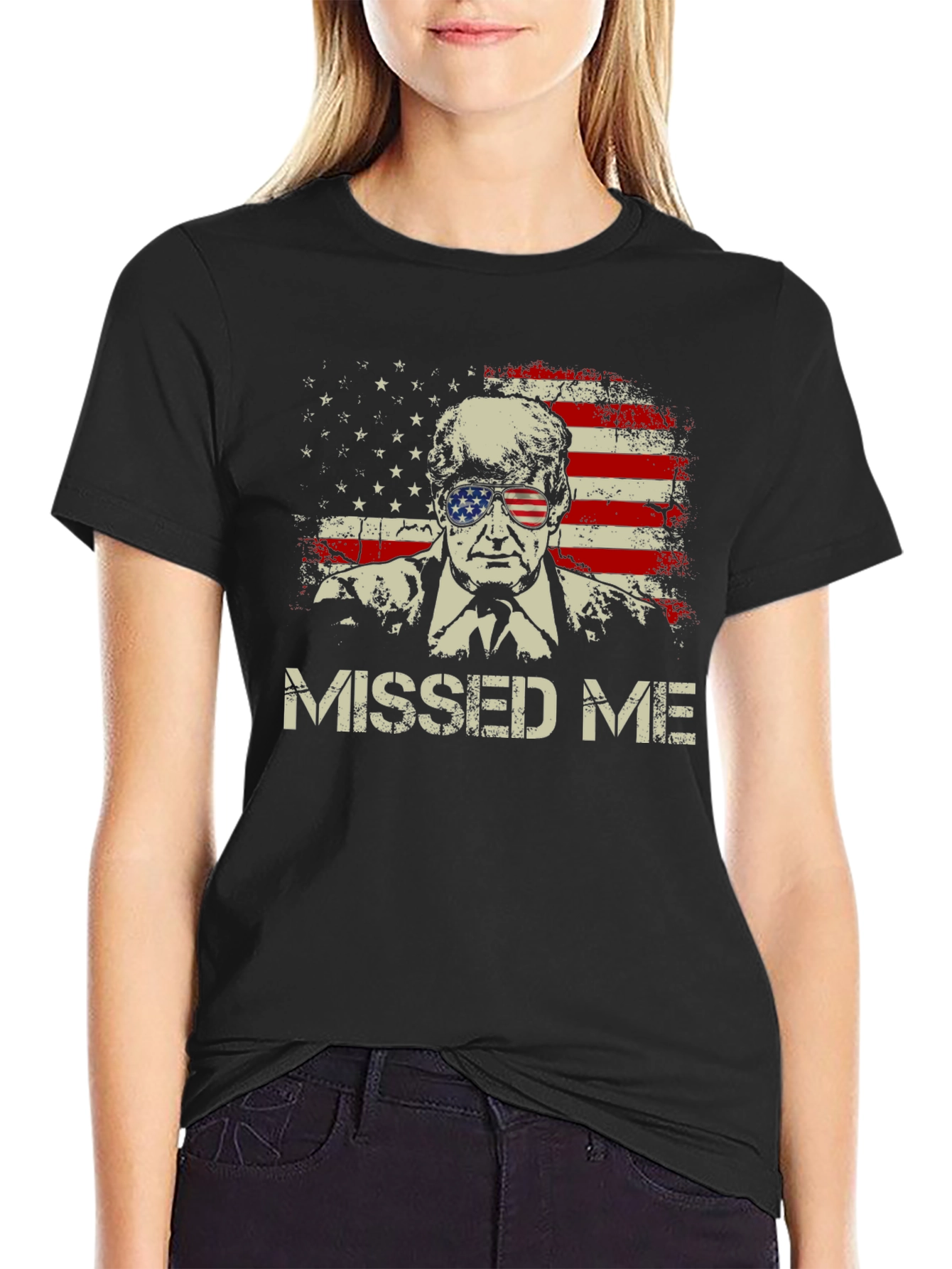 Missed Me Trump USA Flag T-Shirt