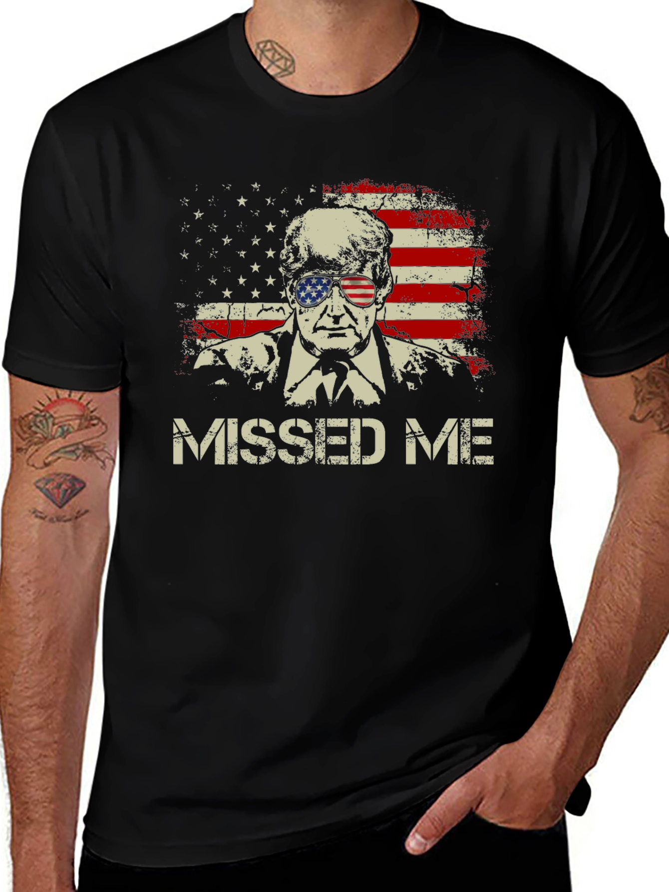 Missed Me Trump USA Flag T-Shirt
