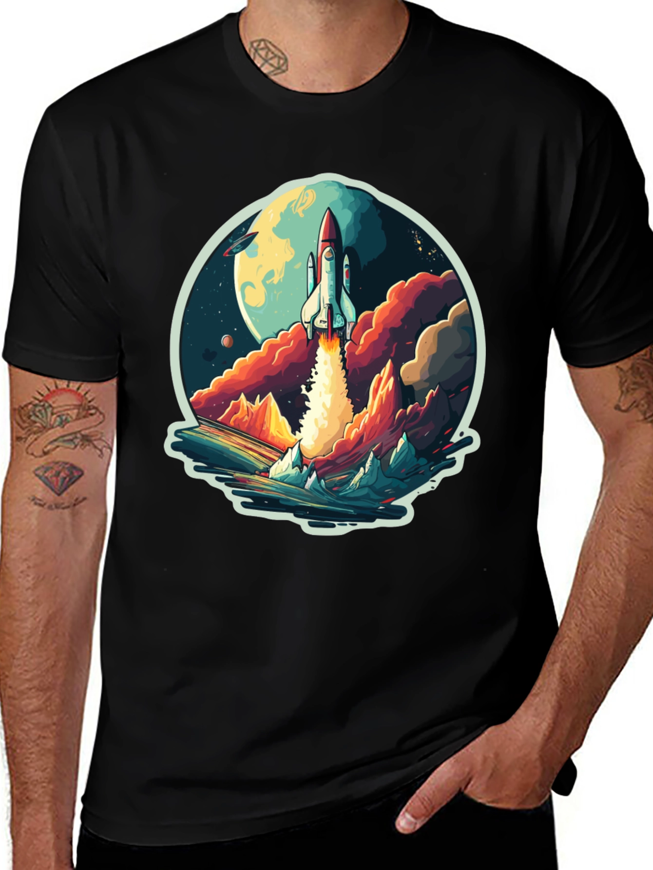 Rocket Launch Graphic T-Shirt - Space Adventure Tee