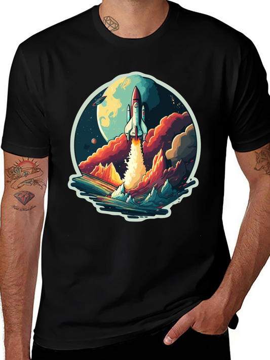 Rocket Launch Graphic T-Shirt - Space Adventure Tee