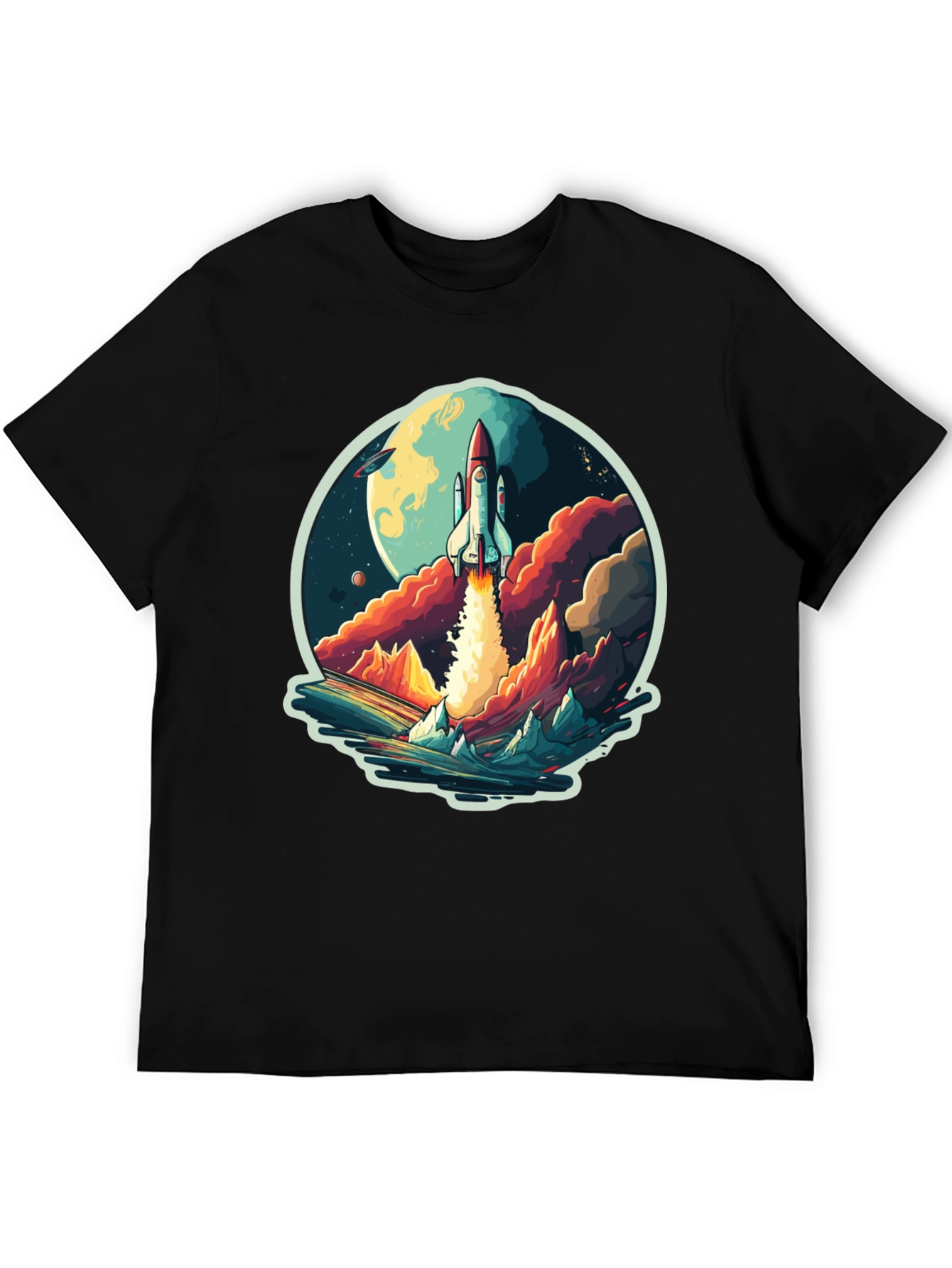 Rocket Launch Graphic T-Shirt - Space Adventure Tee