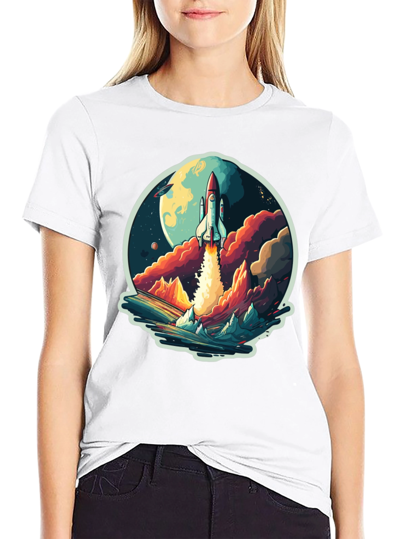 Rocket Launch Graphic T-Shirt - Space Adventure Tee
