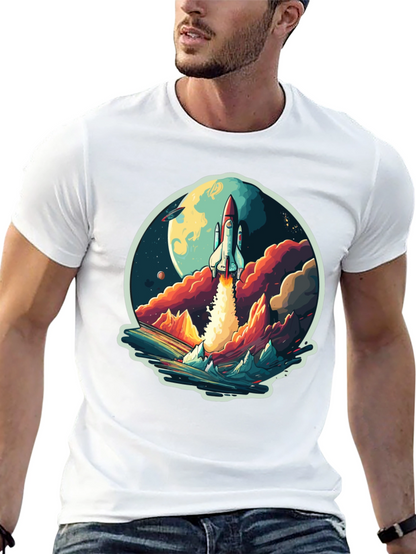 Rocket Launch Graphic T-Shirt - Space Adventure Tee