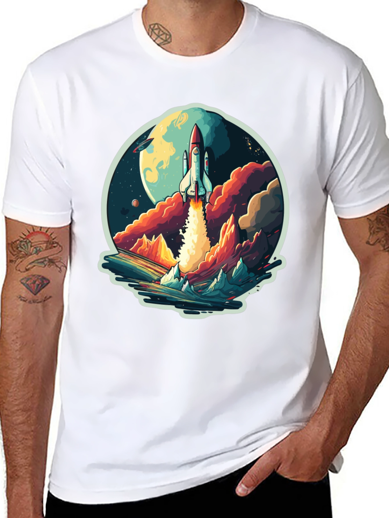 Rocket Launch Graphic T-Shirt - Space Adventure Tee