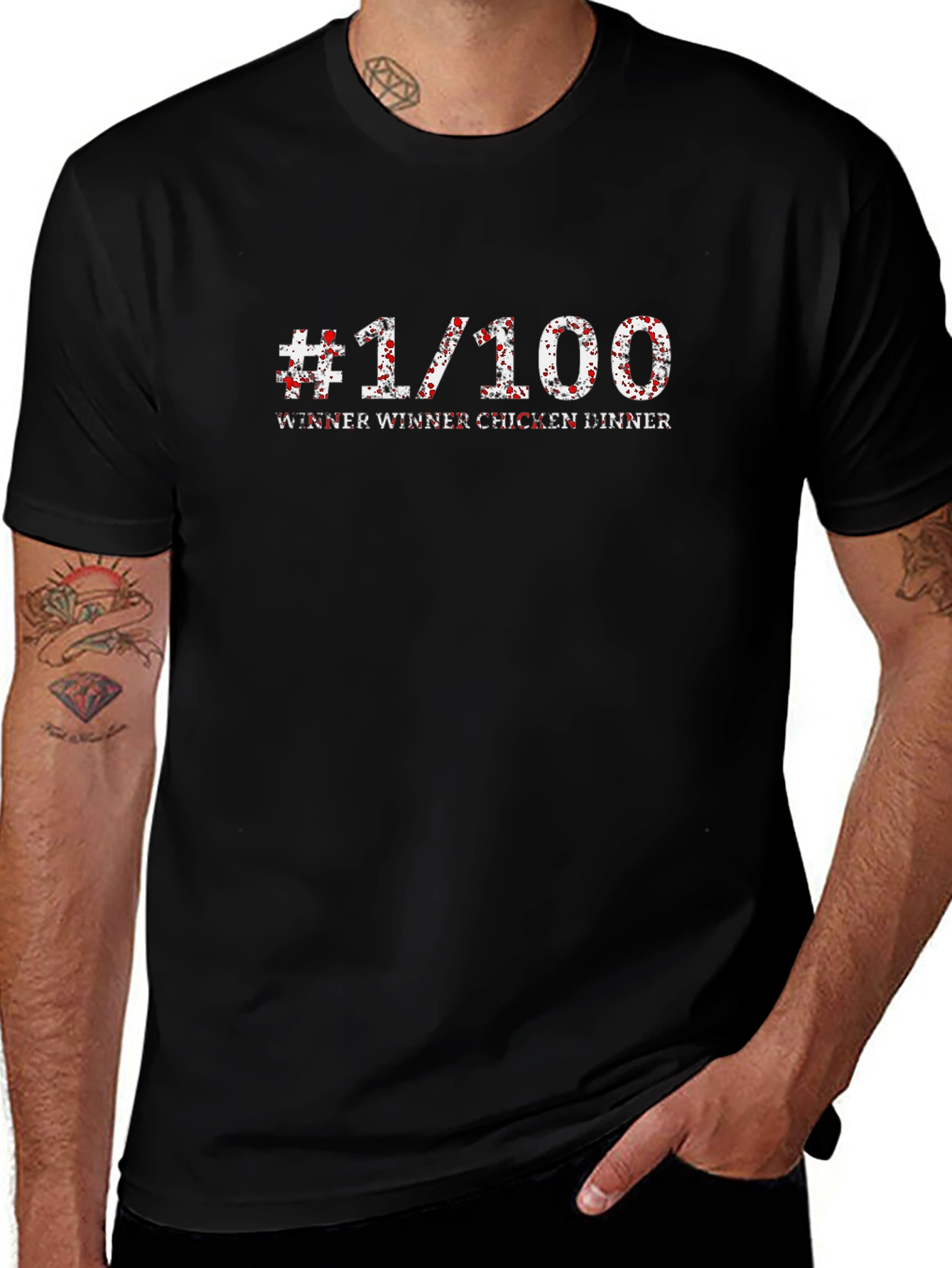 #1/100 Winner Winner Chicken Dinner Black T-Shirt