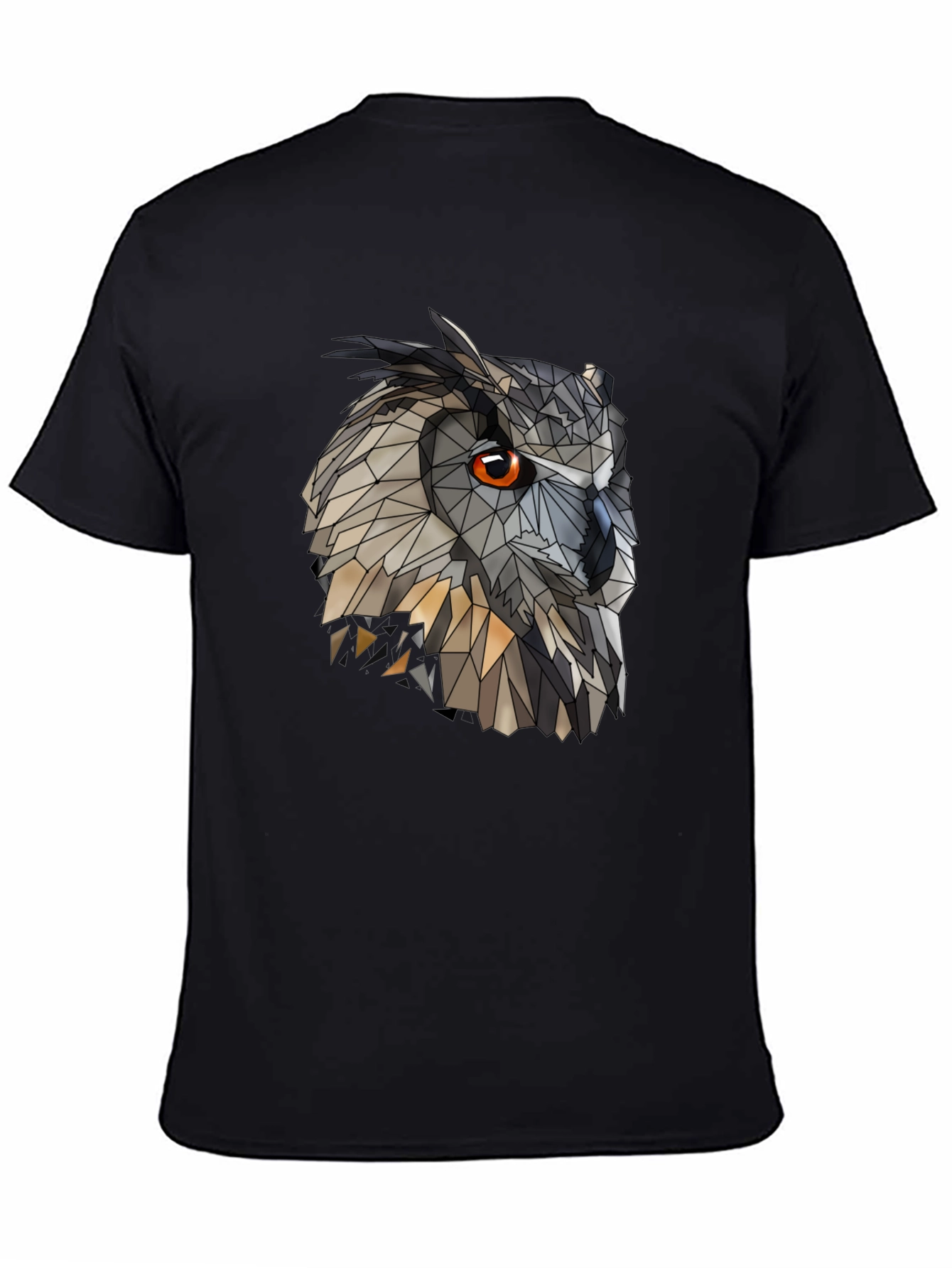 Geometric Owl Graphic Black T-Shirt