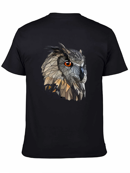 Geometric Owl Graphic Black T-Shirt