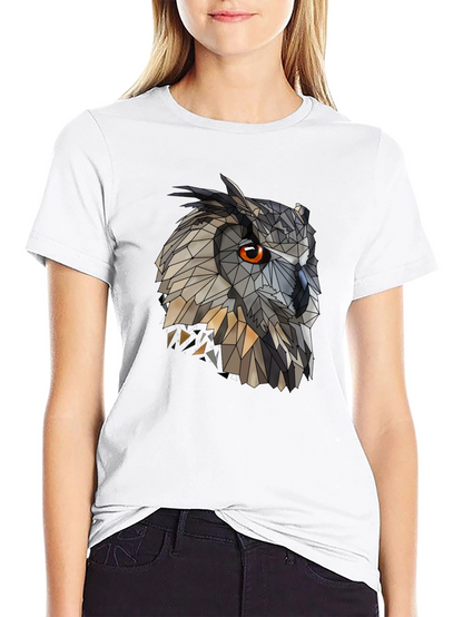 Geometric Owl Graphic Black T-Shirt