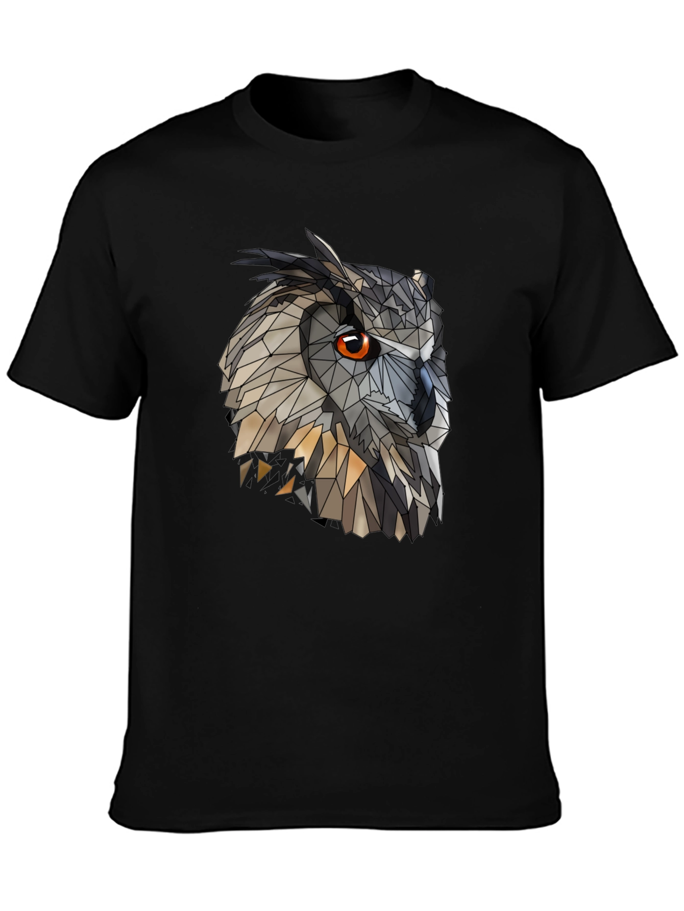 Geometric Owl Graphic Black T-Shirt