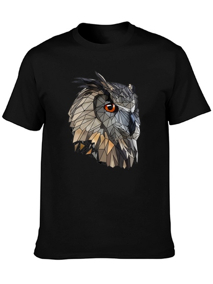 Geometric Owl Graphic Black T-Shirt
