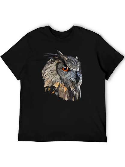 Geometric Owl Graphic Black T-Shirt