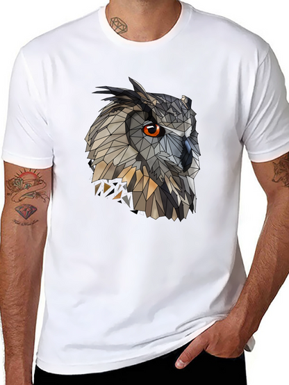 Geometric Owl Graphic Black T-Shirt