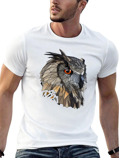 Geometric Owl Graphic Black T-Shirt