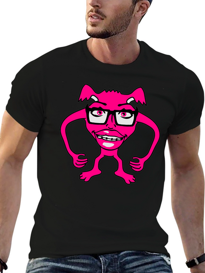 Funny Pink Monster Wearing Glasses T-Shirt
