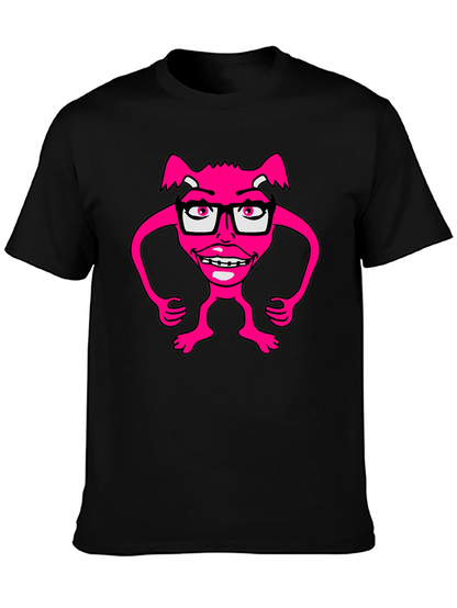 Funny Pink Monster Wearing Glasses T-Shirt