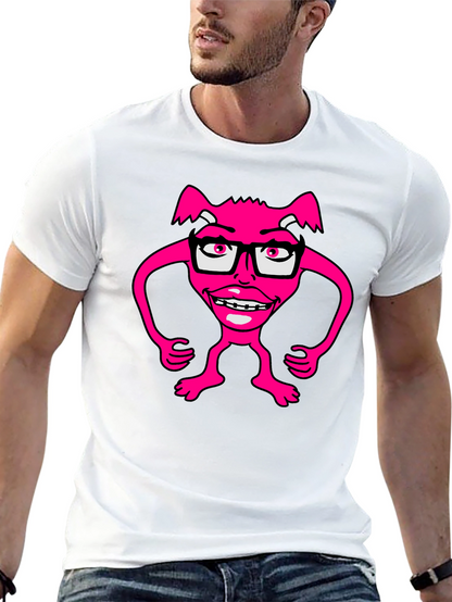 Funny Pink Monster Wearing Glasses T-Shirt