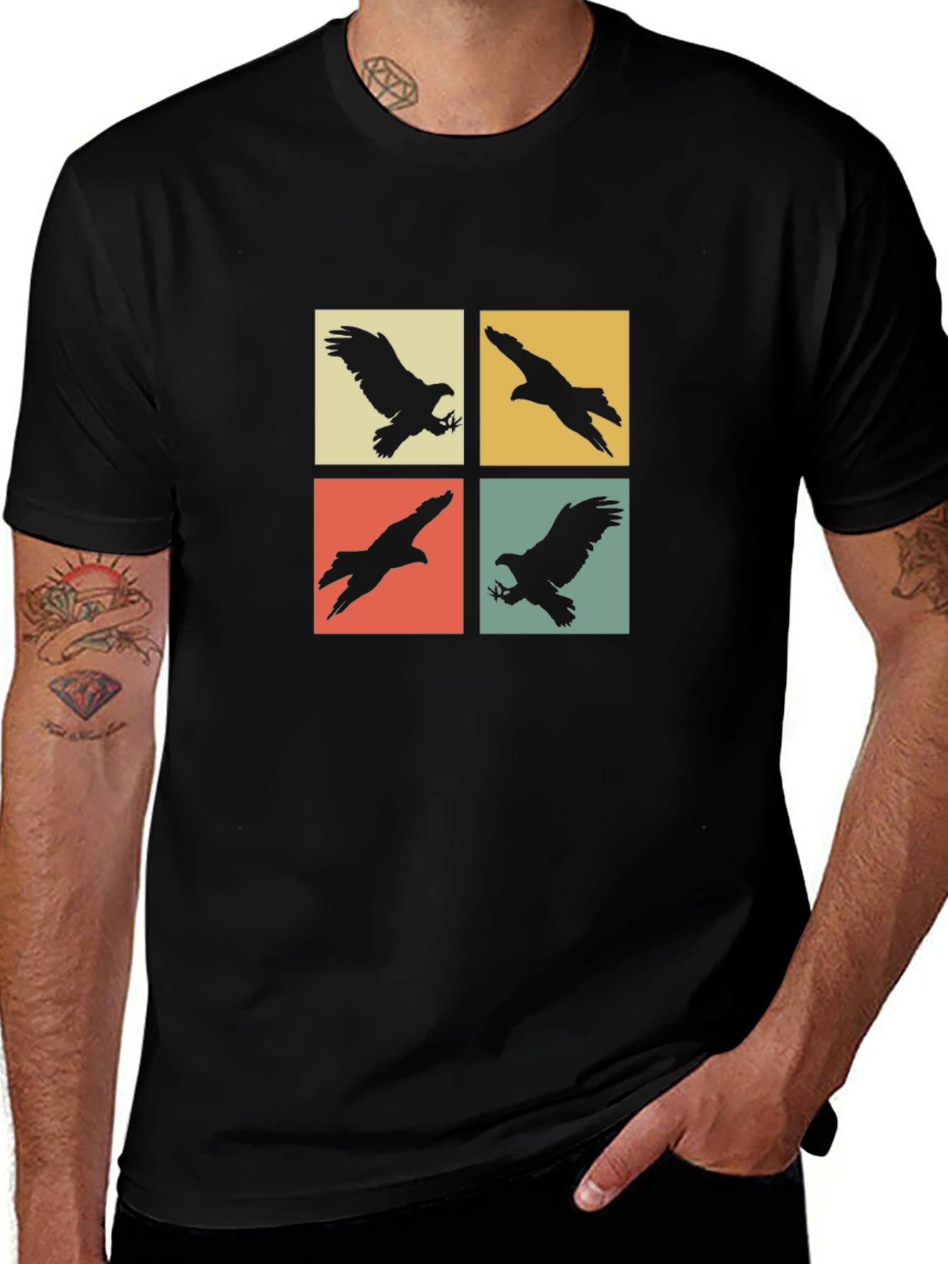 Retro Eagle Silhouette Graphic T-Shirt