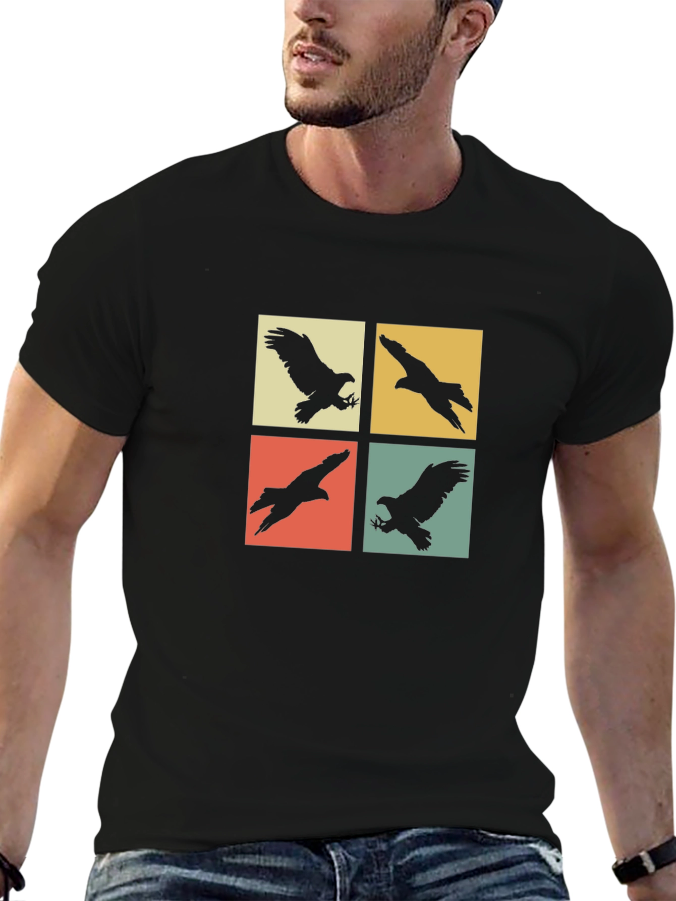 Retro Eagle Silhouette Graphic T-Shirt