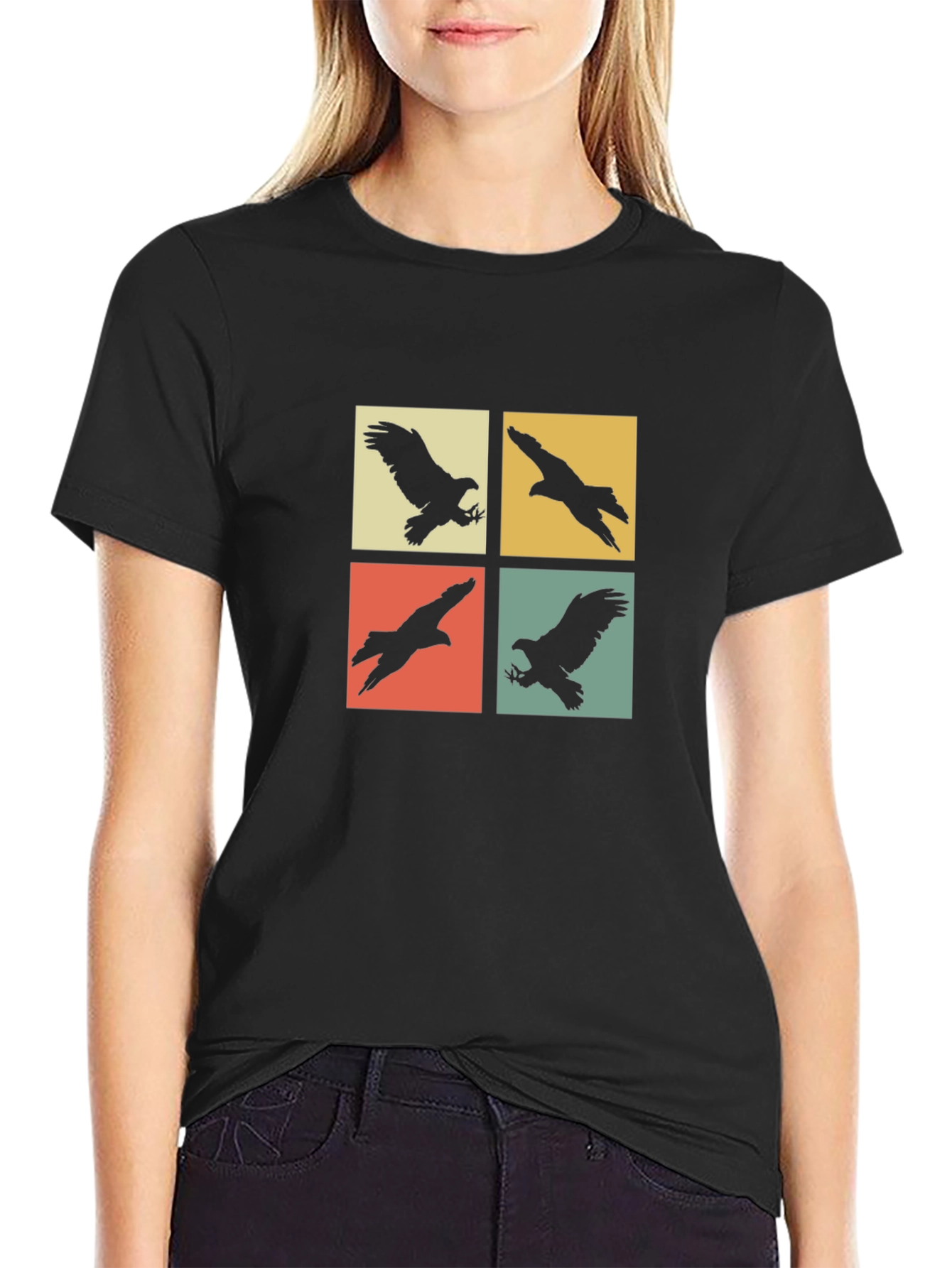 Retro Eagle Silhouette Graphic T-Shirt