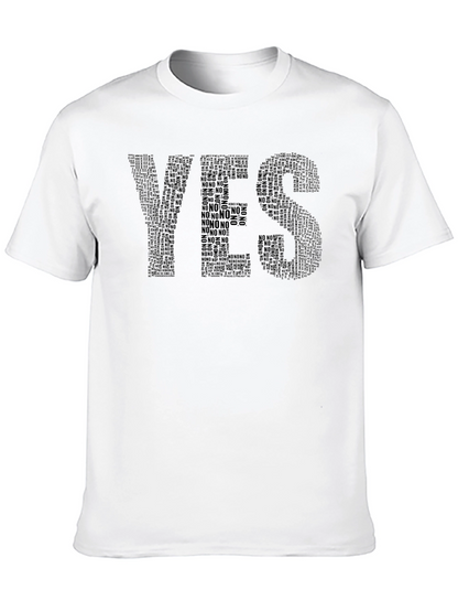Word Art Yes Graphic Black T-Shirt