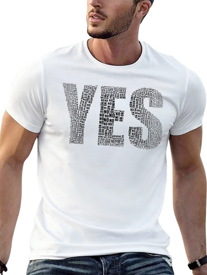 Word Art Yes Graphic Black T-Shirt