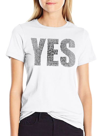 Word Art Yes Graphic Black T-Shirt