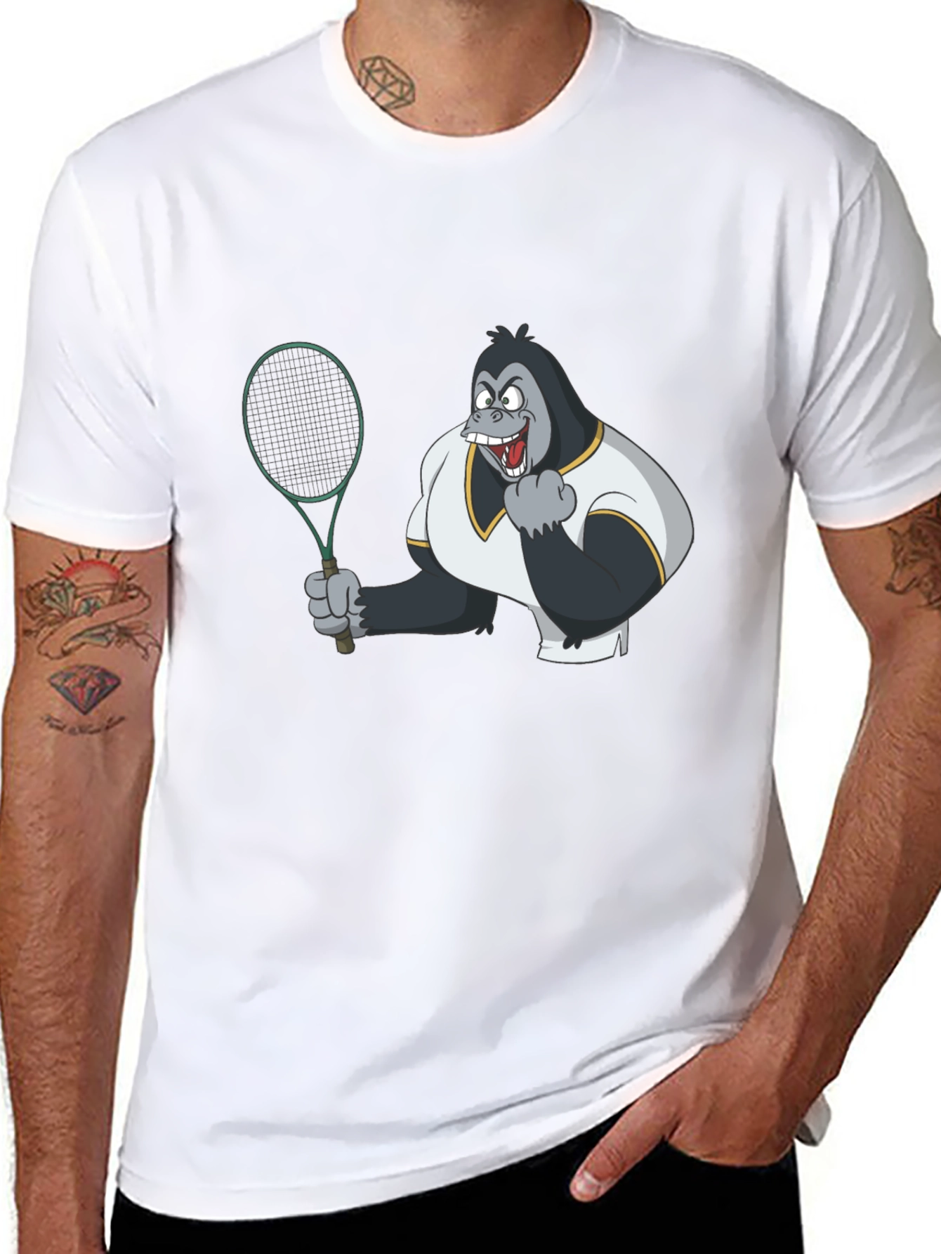 Tennis Gorilla Graphic Tee - Black