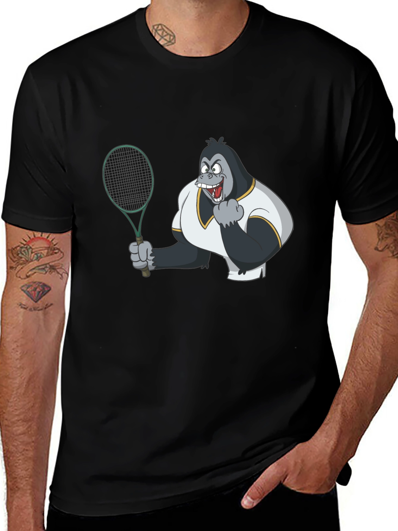 Tennis Gorilla Graphic Tee - Black
