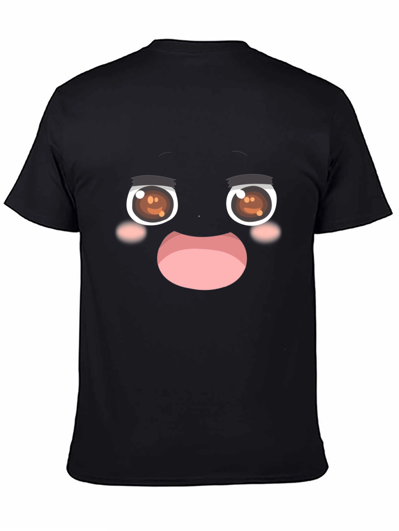 Funny Anime Face Black T-Shirt
