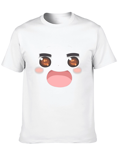 Funny Anime Face Black T-Shirt