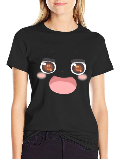 Funny Anime Face Black T-Shirt