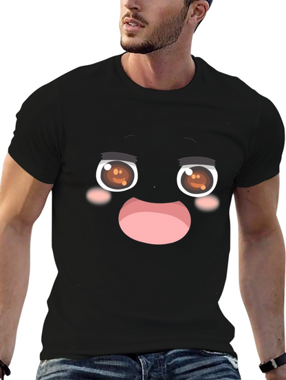 Funny Anime Face Black T-Shirt